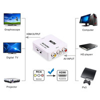 Convertidor de Video AV a HDMI Compatible con 1080P RCA para Consolas de Juegos, Decodificadores, PS3, Xbox, Reproductores HD, Conexión a TV o Monitor