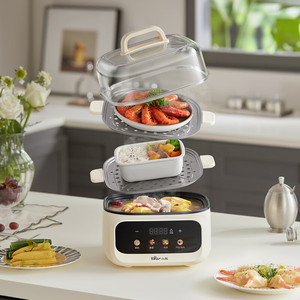 Vaporera eléctrica Bear de 10.3L y 1300W de doble capa con función de temporizador para cocinar al vapor y cocinar en general - Product Image 3