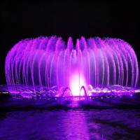 Fuente de agua cuadrada de acero inoxidable para piscina, fuente de cortina de agua con espectáculo de luces, fuente musical pequeña