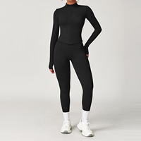 PASUXI Vente en gros de vêtements de sport et de yoga de haute qualité, ensemble de 4 pièces, haut court à manches longues taille haute, leggings, soutien-gorge, léger, écologique, pour la salle de sport