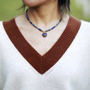 Colgante en forma de corazón de piedra Natural Simple de lujo de moda coreana japonesa americana Europea cuentas de regalo cortas de estilo francés - Product Image 5