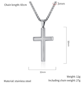 Kalung Salib Emas 18k Baja Anti Karat Pria Fen Di New Arrival Handmade Perhiasan Religius Poles Cermin Rantai Kotak Bulat <span class=keywords><strong>24</strong></span> inci - Product Image 5