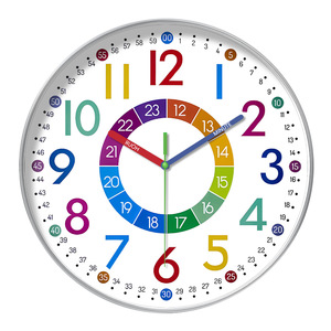 <span class=keywords><strong>Horloge</strong></span> <span class=keywords><strong>murale</strong></span> mécanique silencieuse de 10 pouces pour la gestion du temps des enfants, design moderne, dessin animé, pour salon, calendrier intégré - Product Image 1