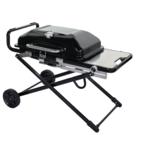 Barbecue à gaz pliable et portable pour l'extérieur, très vendu, avec revêtement antiadhésif et thermomètre intégré, idéal pour le camping