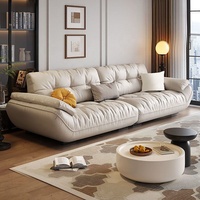 Ensemble de canapé en cuir véritable Sailing Cloud canapé trois places moderne français salon petit appartement canapé à rangée droite