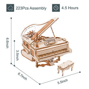 <span class=keywords><strong>Robotime</strong></span> <span class=keywords><strong>Rokr</strong></span> Diy Boîte à musique mécanique AMK81 Kit de modèle de piano magique Puzzles en bois <span class=keywords><strong>3D</strong></span> pour adultes - Product Image 2