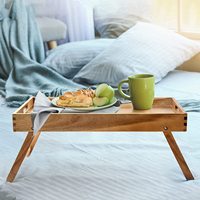 Nouvelle Arrivée 2026 – Plateau de Table Pliant en Bois d'Acacia pour Petit-Déjeuner, Support d'Ordinateur Portable, Plateau de Service pour Boissons dans le Salon