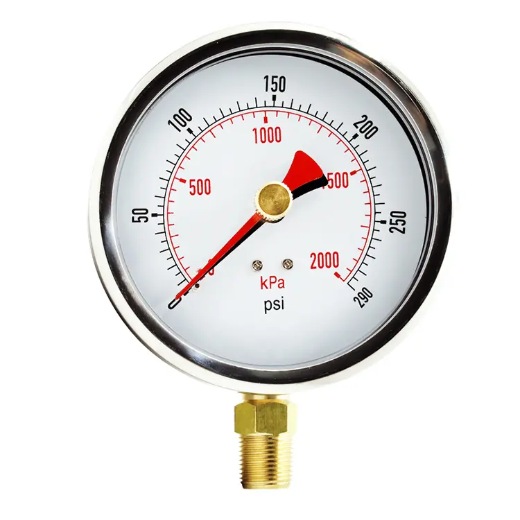 Black Indicating Red Drag Pointer Mechanical Analogue Dial Memory Lower Pressure Range Gauge for Industrial