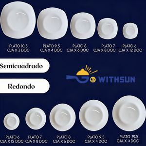 Assiettes rondes et carrées en porcelaine blanche <span class=keywords><strong>de</strong></span> 6, 7, 8, 9, 10,5 pouces avec différentes tailles pour le Pérou, le Chili, la Bolivie et l'Équateur - Product Image 1