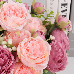 Bouquet Artificiale di 5 Peonie e Rose Persiane, Decorazione per Matrimoni all'Aperto e Hotel, Fiori Artificiali all'Ingrosso - Product Image 3