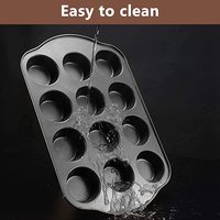 Moule à muffins en acier au carbone, 12 cavités, antiadhésif, brun, avec poignée, pour four, modèle P16