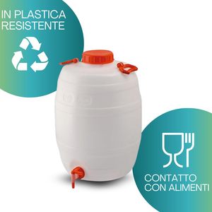 Barril de Plástico de 50 Litros con Grifo y Asa, Contenedor para Almacenamiento de Alimentos, Altura 56 cm, Diámetro 39 cm - Product Image 5
