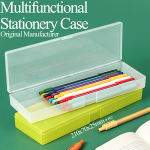 SUNSHING Porte-outils d'écriture portable, boîte à crayons givrée couleur bonbon avec fermeture à pression, organisateur de bureau, fournitures de rentrée scolaire - Product Image 1