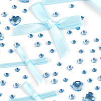 Autocollants en tissu 3D en gros avec nœuds en cristal et strass, autocollants adhésifs en forme de cœur pour emballage cadeau et décoration d'album