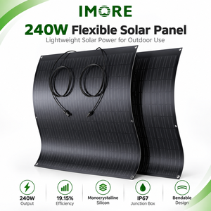 แผงโซลาร์เซลล์แบบยืดหยุ่น 240W โมโนคริสตัลไลน์ น้ำหนักเบา พับงอได้ สำหรับรถบ้าน แคมป์ปิ้ง เรือยอชท์ หลังคา ระเบียง บ้าน สวน และงาน DIY - Product Image 1