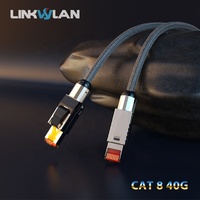 Cable de Comunicación de Alta Velocidad Cat8 de 40G y 2000MHz, 40 Gbps, Preensamblado, con Malla de Nailon, Conectores RJ45 Preterminados para Campo