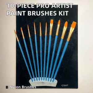 Soododo Professional 10 pièces Nylon cheveux poignée en plastique pinceaux beaucoup de couleurs acrylique huile aquarelle <span class=keywords><strong>peinture</strong></span> Kit d'artiste - Product Image 3