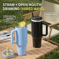Gobelet isotherme sous vide 40 oz avec logo personnalisé, en acier inoxydable, pour voiture, avec poignée, seau à glace de luxe léger, grande capacité