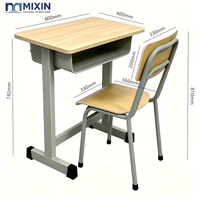 Table individuelle en gros pour école, bureau d'élève en bois, chaise d'apprentissage, bureau et chaise d'école en métal pour salle de classe