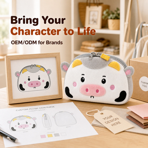 Portamonete in Peluche a Forma <span class=keywords><strong>di</strong></span> <span class=keywords><strong>Mucca</strong></span> Personalizzato OEM ODM, Mini Borsa Portasoldi Carina per Zaino - Product Image 3