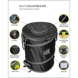 Poubelle pliable de 30 gallons à couvercle ouvert imperméable pour l'extérieur, poubelle portable pour le camping, le recyclage, le jardinage - Product Image 2