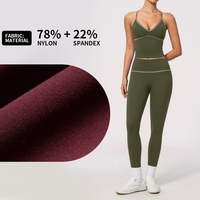 Ensemble de sport et fitness personnalisé en gros, dos croisé, 90 % nylon + 10 % élasthanne, ajustement moulant, durable, pour la course et le cyclisme