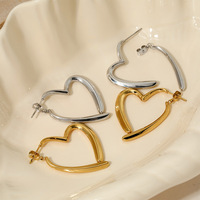 Boucles d'oreilles clous cœur réversibles double face Gaovo Niche Design, plaqué or 18 carats, acier inoxydable poli, nouveauté unique