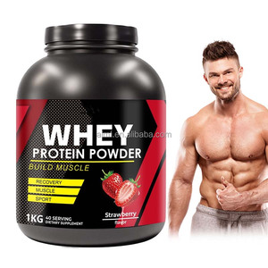 Aardbeiensmaak 25g Eiwit 40 Porties 1KG Hormoonvrij Glutenvrij Antibiotica-vrij Volwassen Spiergroei Sport Wei-eiwitpoeder - Product Image 1