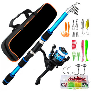 Ensemble de cannes à pêche en <span class=keywords><strong>mer</strong></span>, <span class=keywords><strong>canne</strong></span> à lancer longue portée avec moulinet, appâts et sac de transport, kit de pêche en <span class=keywords><strong>mer</strong></span> complet pour débutants, 1,8 mètre - Product Image 1