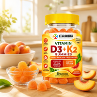 Fabrication OEM ODM sous Marque Privée de Compléments Personnalisés Vitamine D3 K2 en Gummies, Qualité GMP COA, Vitamine D 5000 UI par Portion