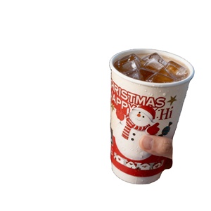 Vasos de Café Desechables para Llevar, de Papel Kraft Personalizados de Fábrica CM, con Aislamiento de Doble Pared, Ecológicos, de 12oz y 16oz, con Tapa, para Navidad - Product Image 1