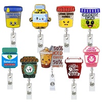 Nouveau porte-badge rétractable en plastique à thème médical (flacon de médicament, tasse à café), accessoire pour carte d'identité, accessoires pour infirmières, rotation à 360 degrés
