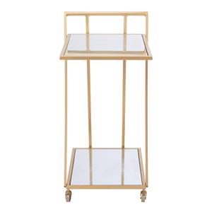 Carrito de barra rústico e industrial de 2 niveles, diseño de vidrio metálico con estilo de granja para el hogar, oficina, habitación de hotel, uso versátil - Product Image 3