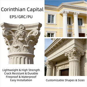 Capitale de colonne en polystyrène expansé (EPS) sculptée imitation pierre, style corinthien, pour décoration extérieure de villas et hôpitaux, sur mesure, directement de l'usine - Product Image 1