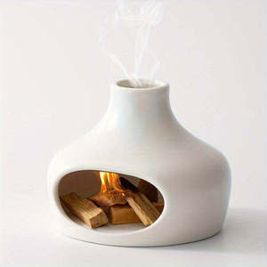 Brûleur d'encens en céramique fait à la main en <span class=keywords><strong>bois</strong></span> sacré pour la décoration zen <span class=keywords><strong>de</strong></span> yoga <span class=keywords><strong>de</strong></span> méditation avec <span class=keywords><strong>cheminée</strong></span> et bougeoir parfumé <span class=keywords><strong>de</strong></span> siège - Product Image 3