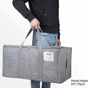 Polyester Strong Grey Breathable Wardrobe Organizer <b>Bag</b> With Handle Bolsas De Almacenamiento De Tela <b>Clothes</b> Storage <b>Bags</b> - Product Image 3
