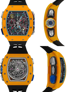Venta directa de fábrica, reloj cronógrafo de titanio con caja de fibra de carbono 65-01, reloj mecánico automático para hombre de oro rosa de 18k, correa de caucho - Product Image 5