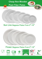 Assiettes en bagasse sans PFAS de 8 pouces en forme de fleur, compostables, pour la restauration de plats principaux de mariage