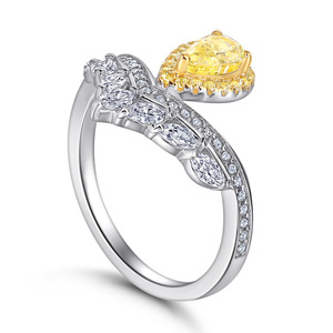 แหวนเงินแท้ S925 ประดับเพชร <span class=keywords><strong>CZ</strong></span> สีเหลืองทรงหยดน้ำ ดีไซน์หรูหรา สำหรับผู้หญิง สั่งทำได้ ขายส่ง เหมาะสำหรับเป็นแหวนหมั้น แหวนแต่งงาน - Product Image 2