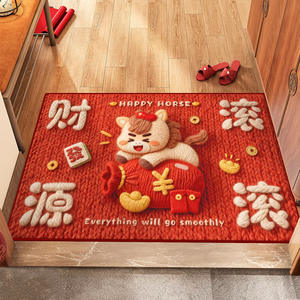 Alfombra de Entrada Rectangular de Tierra de Diatomeas con Diseño de Pony de Año Nuevo, Antideslizante, Fácil de Limpiar, para la Puerta Principal del Hogar - Product Image 5