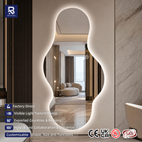 Miroir sur pied rectangulaire moderne à LED organique, rétroéclairé, tactile et à intensité variable, pour chambre, salle de sport, dressing, vente en gros
