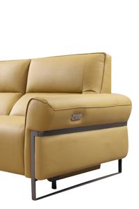 घर के लिविंग रूम के लिए इटैलियन स्टाइल पीला 3 सीटर इलेक्ट्रॉनिक रिक्लाइनर सोफा सेट लेदर फंक्शनल काउच - Product Image 5