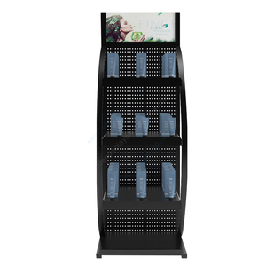 Étagère de présentation de produits de soin de la peau en métal sur pied avec étagères et panneau perforé, unité de rayonnage cosmétique réglable pour les stands de magasin - Product Image 3
