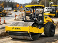 Compacteur de sol vibrant à tambour unique BOMAG 11 tonnes d'occasion avec moteur Kubota Euro 5 EPA et composants de roulement, modèle 2022