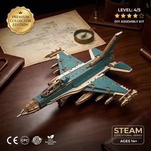 Puzzle 3D in Legno Personalizzato Dettagliato di Aereo da Combattimento, Gioco di Logica Interattivo per Esposizione Decorativa - Product Image 1