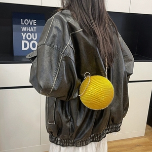 Borsetta a sfera rotonda <span class=keywords><strong>nera</strong></span> in <span class=keywords><strong>argento</strong></span> dorato per donna di lusso con strass brillante con strass borsa da sera - Product Image 4