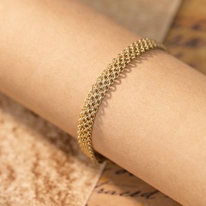 Pulsera de eslabones cubanos en capas de acero inoxidable chapado en oro de 18 quilates para mujer, estilo retro, impermeable, resistente al deslustre, pulsera de tenis de moda - Product Image 2