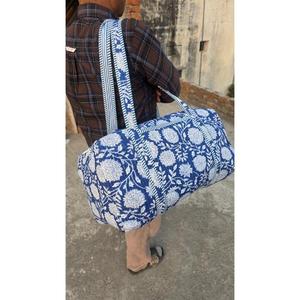 Traditional Block Print Cotton Quilted Duffle <b>Bag</b> Handcrafted Stylish Lightweight Durable And Spacious <b>Bag</b> - Product Image 5