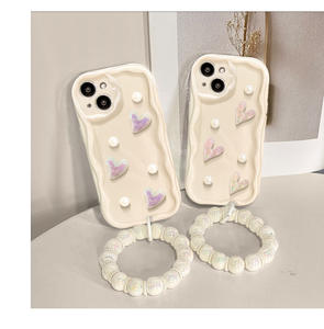 Love Pearl Soft Shell curvado bisel pulsera cadena señora funda de teléfono para Redmi 13C Note14 <span class=keywords><strong>Xiaomi</strong></span> 15 POCO M5 M5 M7 Redmi A5 cubierta - Product Image 2