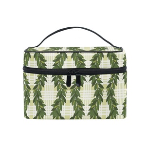 Hawaiian Maile Lei Palaka Custom Portable Zipper Train <b>Case</b> Cosmetics Storage Travel Cosmetic Bag <b>Makeup</b> Organizer <b>Case</b> - Product Image 1